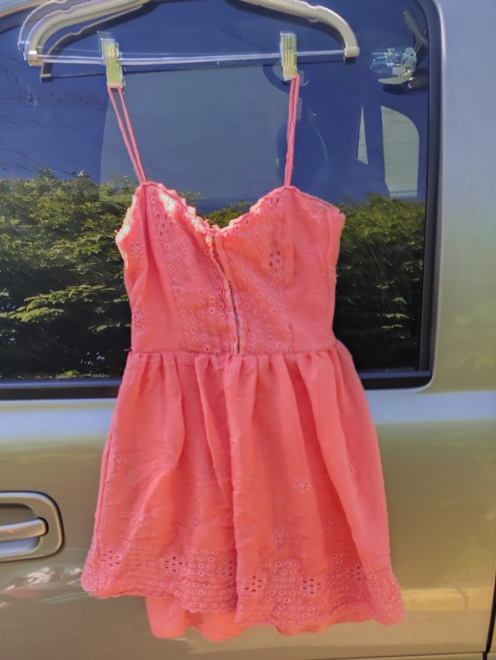 City Studio Coral Pink Eyelet Dress